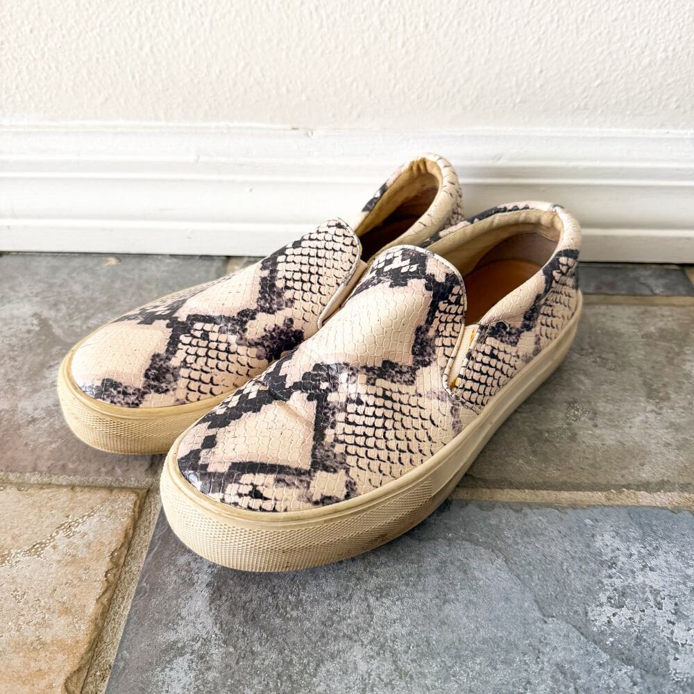 Steve Madden Gills Slip On Sneakers Snake Print Platform Womens Size 6